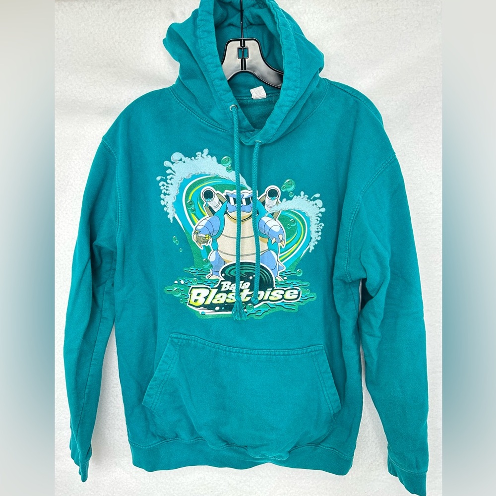 JustHoods Pokemon Baja Blastoise Teal Graphic Hoodie AWDIS JH001